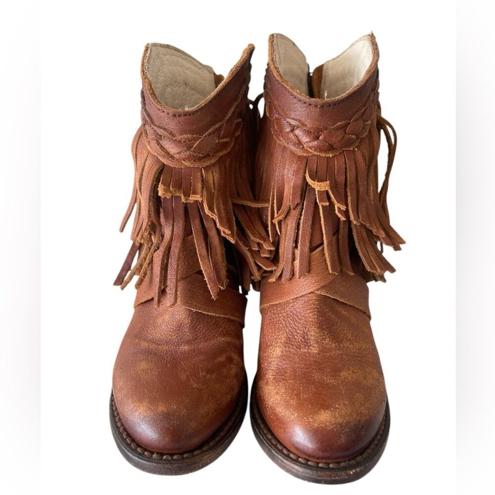 Freebird Womens TONTO Fringed Distressed Brown Leather Ankle Zip Boots Sz 6 - Picture 2 of 7